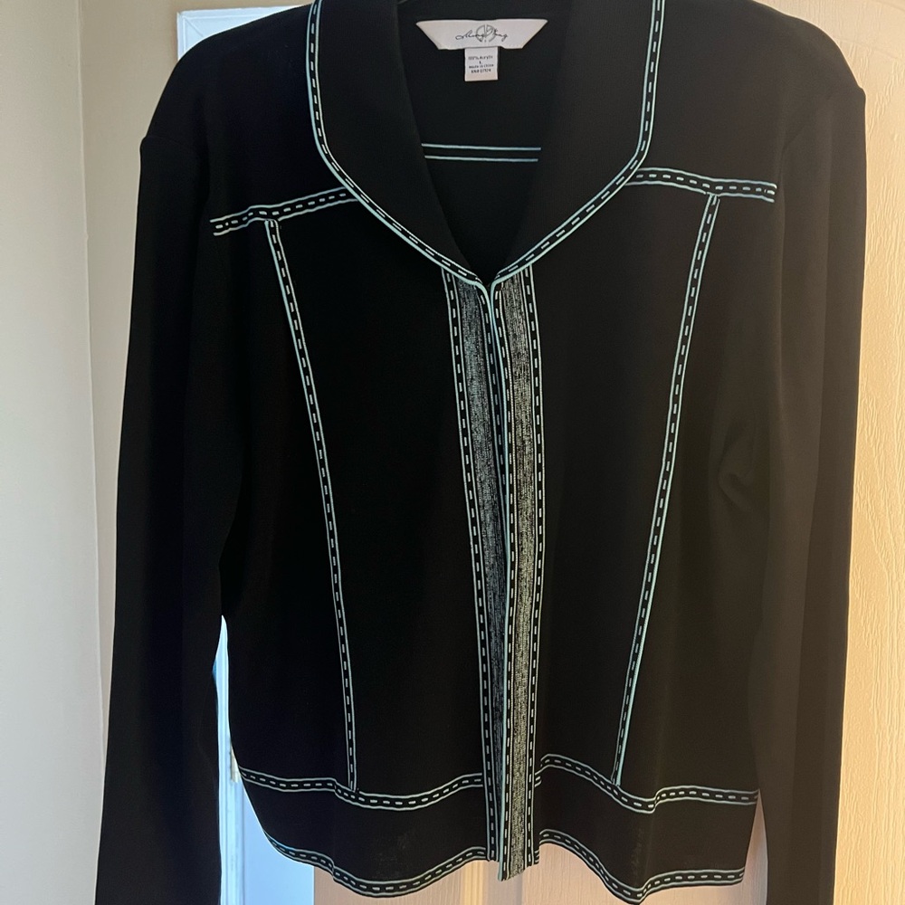 Chico's Black Jacket with White Stitching